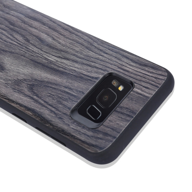 For Galaxy S8+ / G955 Wood Texture Leather Paste Protective Back Cover Case