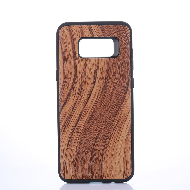 For Galaxy S8+ / G955 Wood Texture Leather Paste Protective Back Cover Case