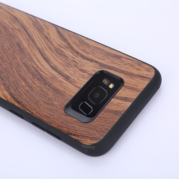 For Galaxy S8+ / G955 Wood Texture Leather Paste Protective Back Cover Case