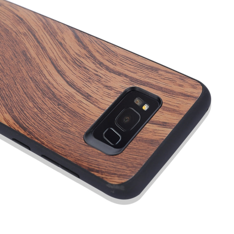 For Galaxy S8+ / G955 Wood Texture Leather Paste Protective Back Cover Case
