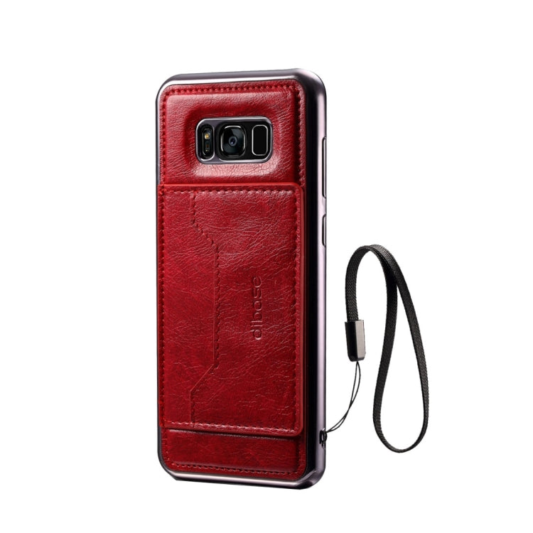Dibase for Galaxy S8 + / G9550 Electroplating TPU Paste Skin Protective Case with Card Slots & Holder & Lanyard