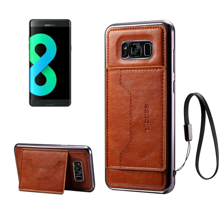 Dibase for Galaxy S8 + / G9550 Electroplating TPU Paste Skin Protective Case with Card Slots & Holder & Lanyard