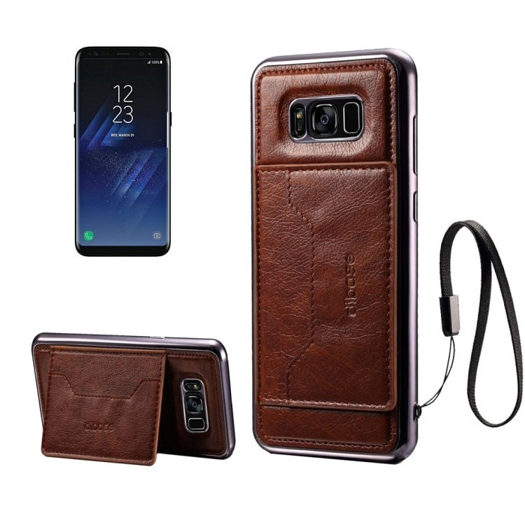 Dibase for Galaxy S8 Electroplating TPU Paste Skin Protective Case with Card Slots & Holder & Lanyard