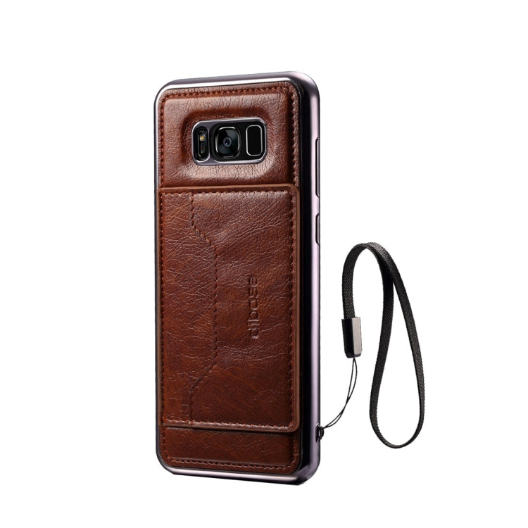 Dibase for Galaxy S8 Electroplating TPU Paste Skin Protective Case with Card Slots & Holder & Lanyard