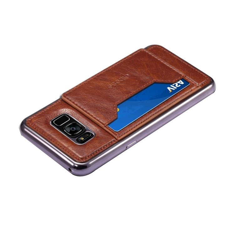 Dibase for Galaxy S8 Electroplating TPU Paste Skin Protective Case with Card Slots & Holder & Lanyard