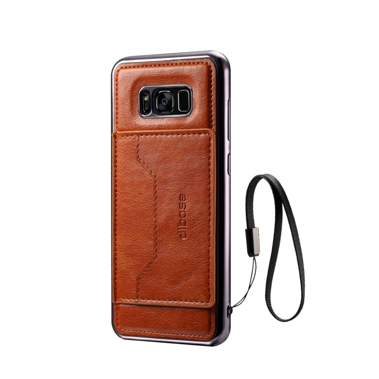 Dibase for Galaxy S8 Electroplating TPU Paste Skin Protective Case with Card Slots & Holder & Lanyard