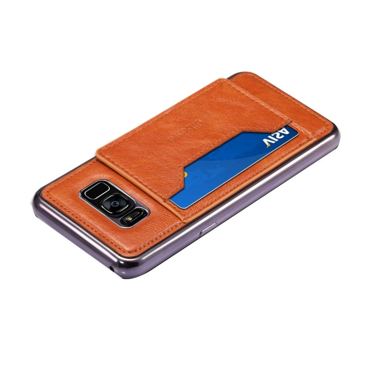 Dibase for Galaxy S8 Electroplating TPU Paste Skin Protective Case with Card Slots & Holder & Lanyard