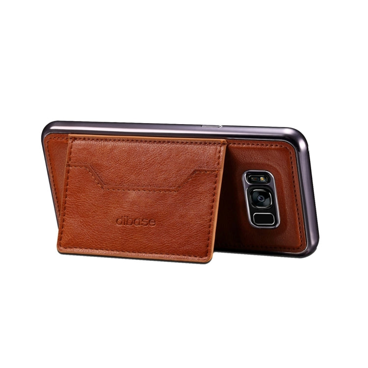 Dibase for Galaxy S8 Electroplating TPU Paste Skin Protective Case with Card Slots & Holder & Lanyard