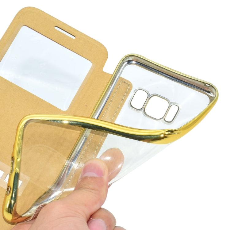 For Galaxy S8 + / G9550 Cross Texture Electroplating Soft TPU Protective Cover Case with Press Key