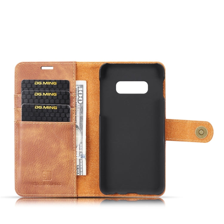 DG.MING Crazy Horse Texture Flip Detachable Magnetic Leather Case for Samsung Galaxy S10 E, with Holder & Card Slots & Wallet