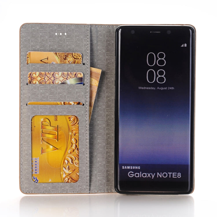 For Galaxy Note 8 Cross Texture Horizontal Flip Case Cover with Card Slots & Holder & Wallet (Brown)