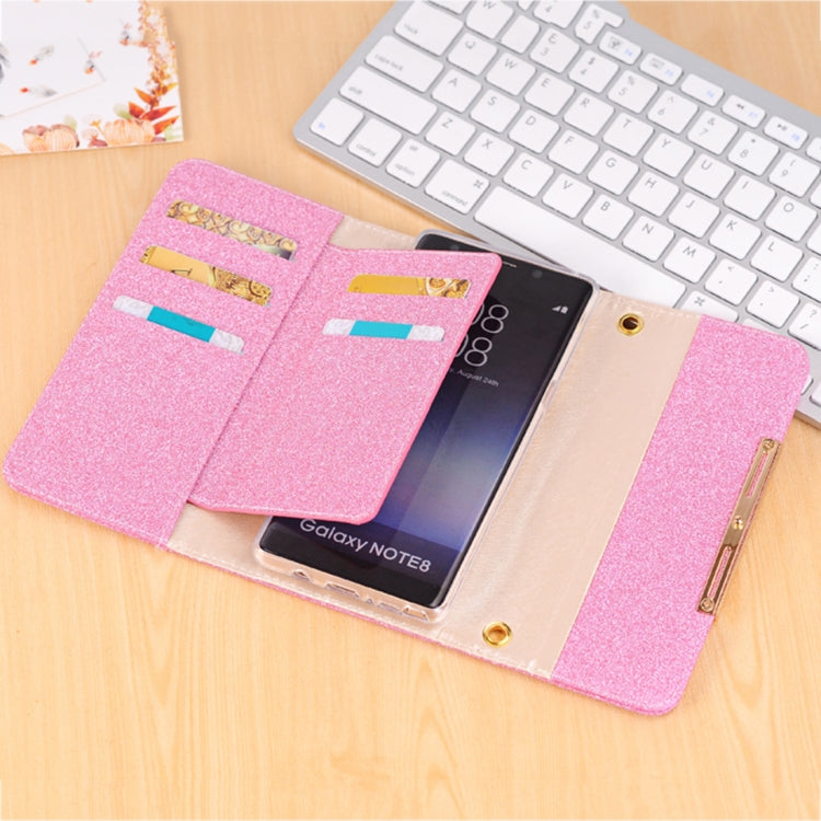 For Galaxy Note 8 Glitter Powder Frosted Shoulder Bag Horizontal Flip Leather Case Cover with Card Slots
