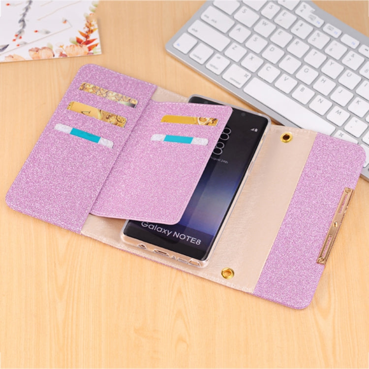 For Galaxy Note 8 Glitter Powder Frosted Shoulder Bag Horizontal Flip Leather Case Cover with Card Slots
