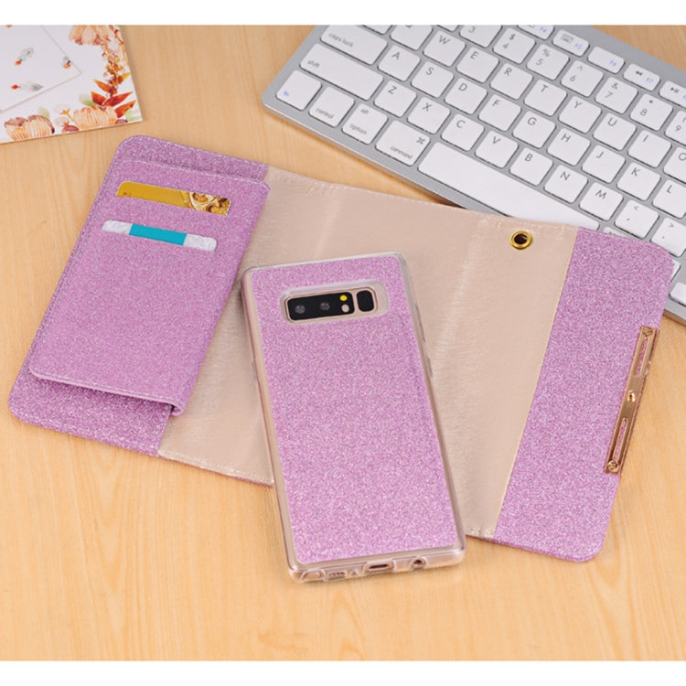 For Galaxy Note 8 Glitter Powder Frosted Shoulder Bag Horizontal Flip Leather Case Cover with Card Slots
