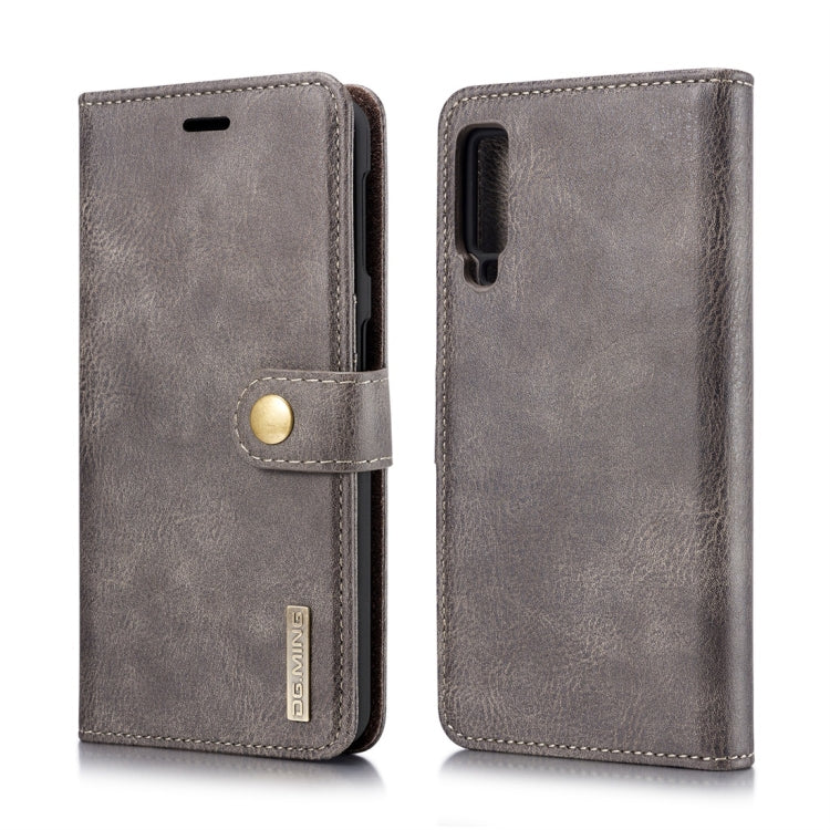 DG.MING Crazy Horse Texture Flip Detachable Magnetic Leather Case for Galaxy A7 (2018), with Holder & Card Slots & Wallet