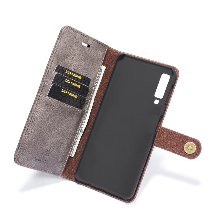 DG.MING Crazy Horse Texture Flip Detachable Magnetic Leather Case for Galaxy A7 (2018), with Holder & Card Slots & Wallet