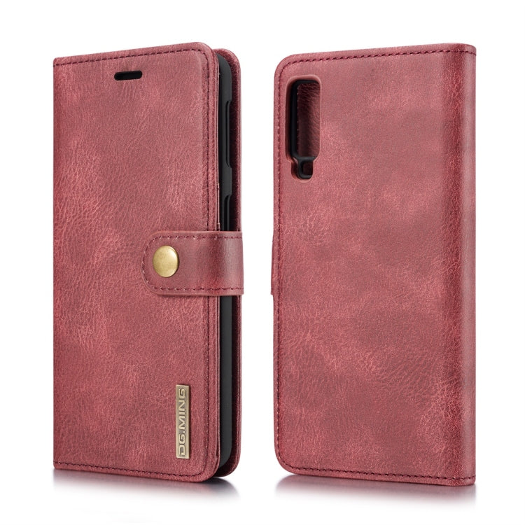 DG.MING Crazy Horse Texture Flip Detachable Magnetic Leather Case for Galaxy A7 (2018), with Holder & Card Slots & Wallet