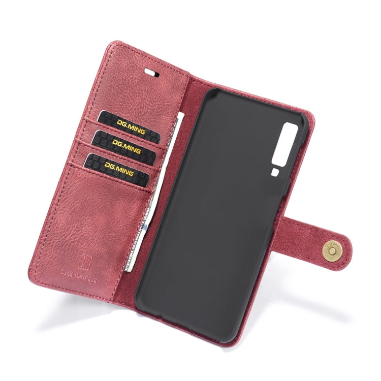 DG.MING Crazy Horse Texture Flip Detachable Magnetic Leather Case for Galaxy A7 (2018), with Holder & Card Slots & Wallet