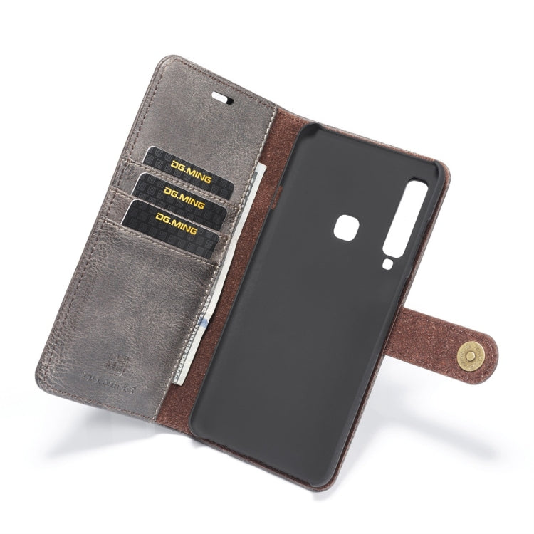 DG.MING Crazy Horse Texture Flip Detachable Magnetic Leather Case for Galaxy A9 (2018), with Holder & Card Slots & Wallet