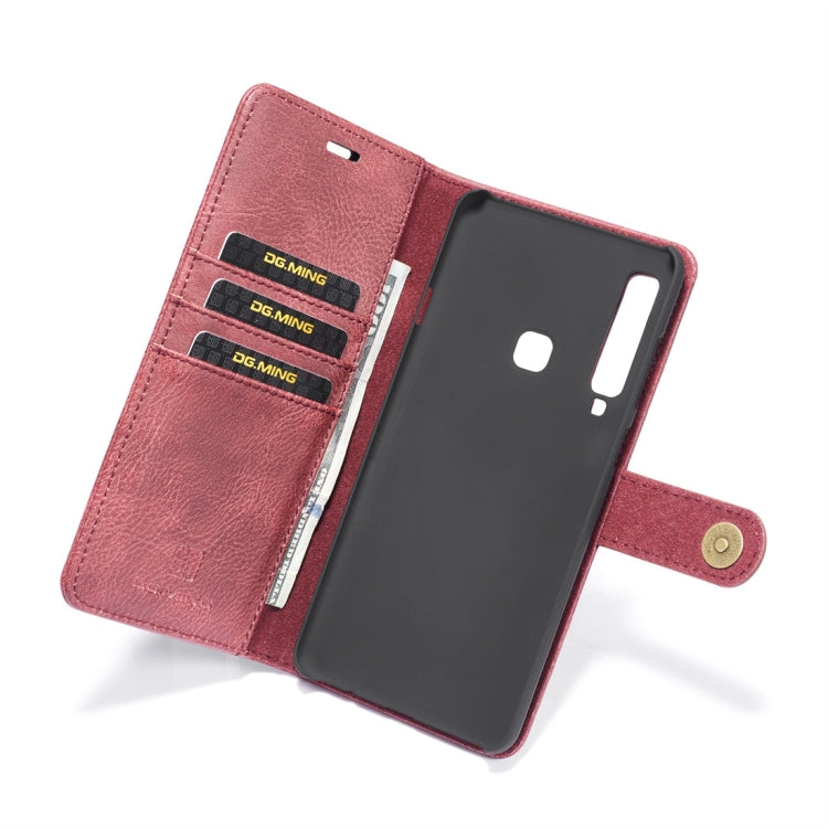 DG.MING Crazy Horse Texture Flip Detachable Magnetic Leather Case for Galaxy A9 (2018), with Holder & Card Slots & Wallet
