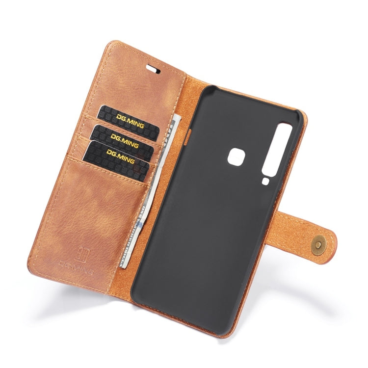 DG.MING Crazy Horse Texture Flip Detachable Magnetic Leather Case for Galaxy A9 (2018), with Holder & Card Slots & Wallet