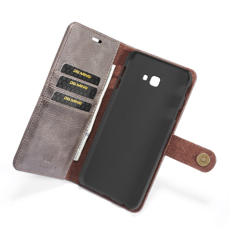 DG.MING Crazy Horse Texture Flip Detachable Magnetic Leather Case for Galaxy J4 Plus, with Holder & Card Slots & Wallet