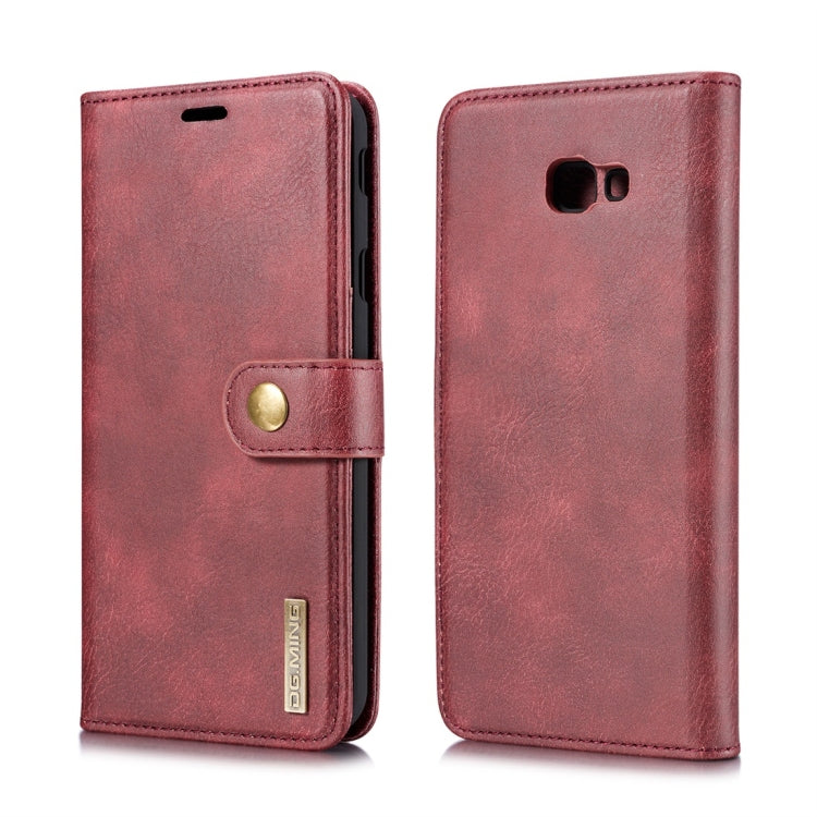 DG.MING Crazy Horse Texture Flip Detachable Magnetic Leather Case for Galaxy J4 Plus, with Holder & Card Slots & Wallet