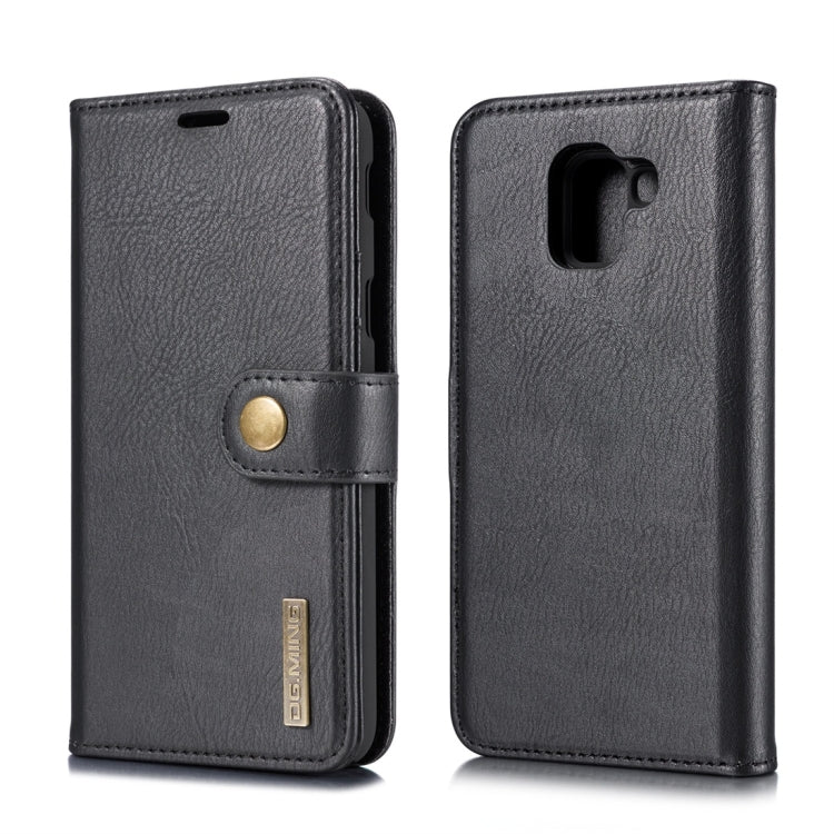 DG.MING Crazy Horse Texture Flip Detachable Magnetic Leather Case for Galaxy J6 (2018), with Holder & Card Slots & Wallet