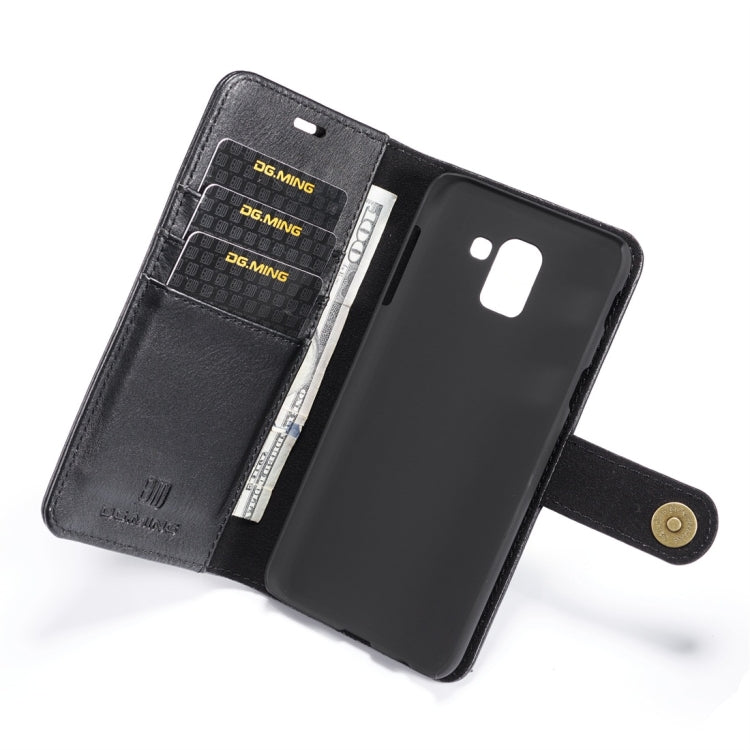 DG.MING Crazy Horse Texture Flip Detachable Magnetic Leather Case for Galaxy J6 (2018), with Holder & Card Slots & Wallet