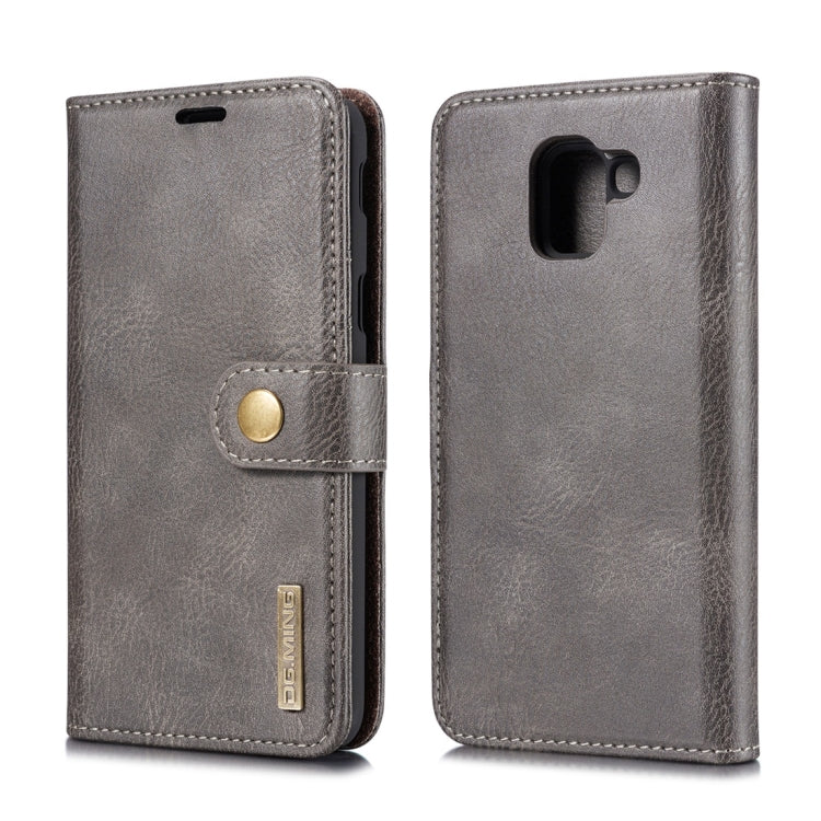 DG.MING Crazy Horse Texture Flip Detachable Magnetic Leather Case for Galaxy J6 (2018), with Holder & Card Slots & Wallet