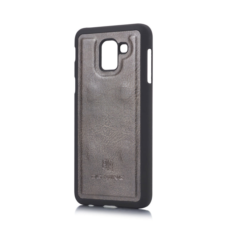 DG.MING Crazy Horse Texture Flip Detachable Magnetic Leather Case for Galaxy J6 (2018), with Holder & Card Slots & Wallet