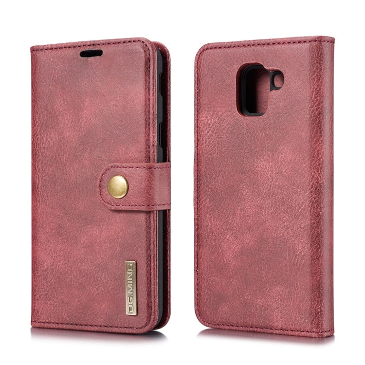 DG.MING Crazy Horse Texture Flip Detachable Magnetic Leather Case for Galaxy J6 (2018), with Holder & Card Slots & Wallet