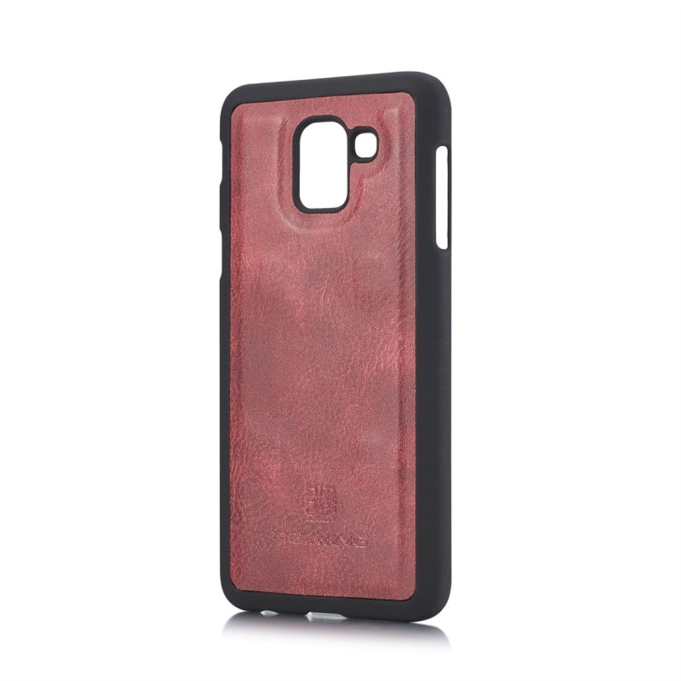 DG.MING Crazy Horse Texture Flip Detachable Magnetic Leather Case for Galaxy J6 (2018), with Holder & Card Slots & Wallet