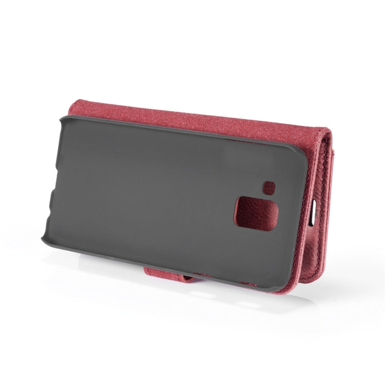 DG.MING Crazy Horse Texture Flip Detachable Magnetic Leather Case for Galaxy J6 (2018), with Holder & Card Slots & Wallet