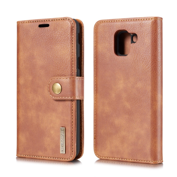 DG.MING Crazy Horse Texture Flip Detachable Magnetic Leather Case for Galaxy J6 (2018), with Holder & Card Slots & Wallet