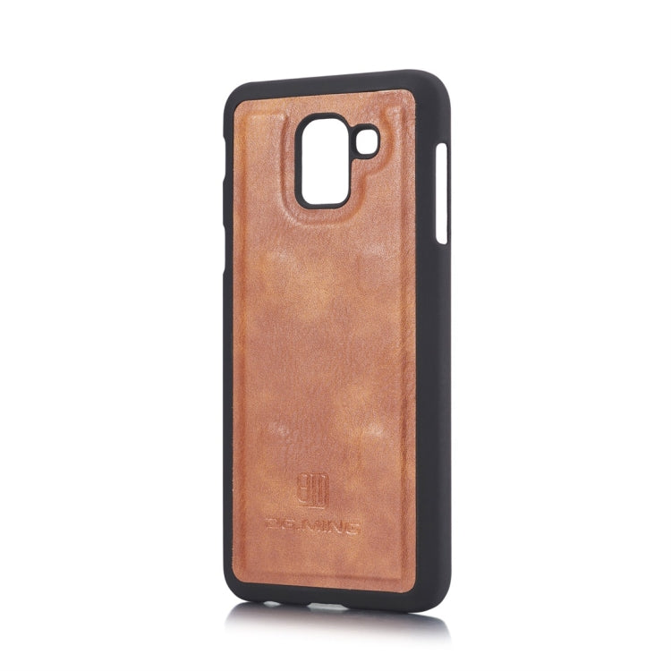 DG.MING Crazy Horse Texture Flip Detachable Magnetic Leather Case for Galaxy J6 (2018), with Holder & Card Slots & Wallet