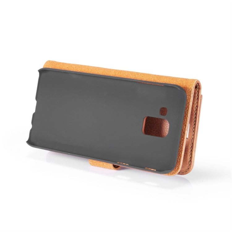 DG.MING Crazy Horse Texture Flip Detachable Magnetic Leather Case for Galaxy J6 (2018), with Holder & Card Slots & Wallet