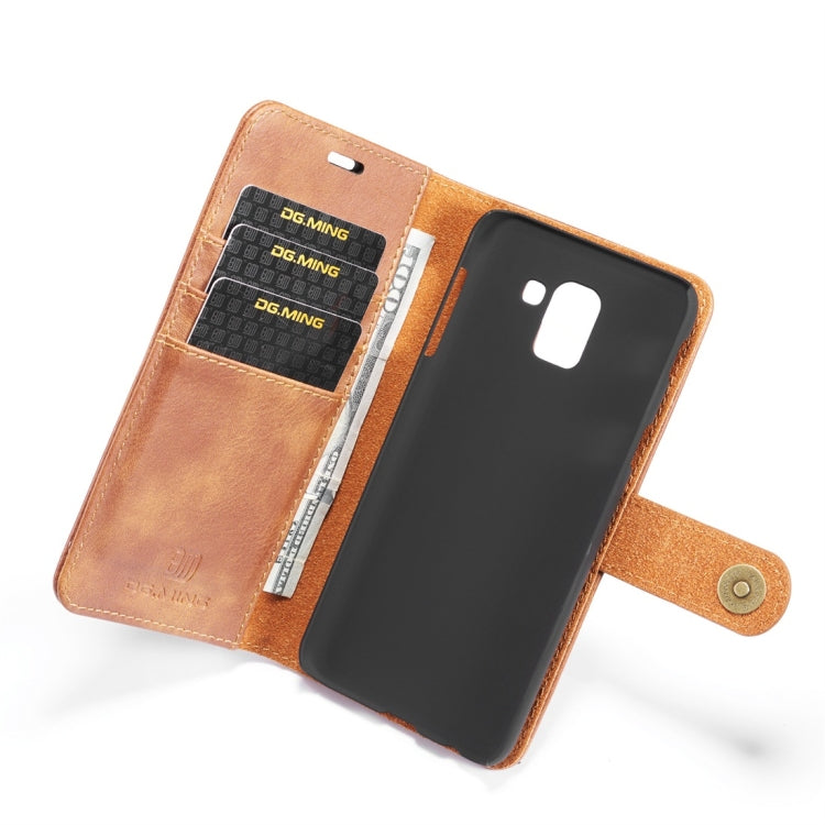 DG.MING Crazy Horse Texture Flip Detachable Magnetic Leather Case for Galaxy J6 (2018), with Holder & Card Slots & Wallet