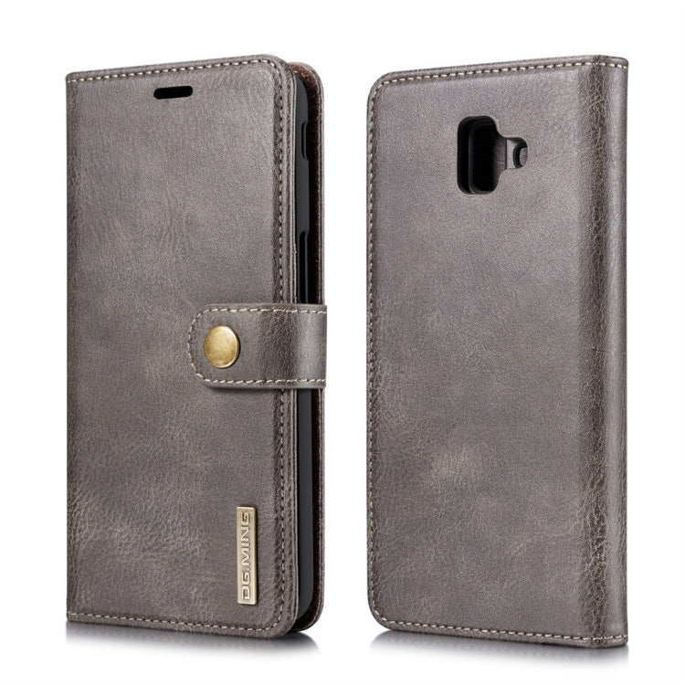 DG.MING Crazy Horse Texture Flip Detachable Magnetic Leather Case for Galaxy J6 Plus, with Holder & Card Slots & Wallet