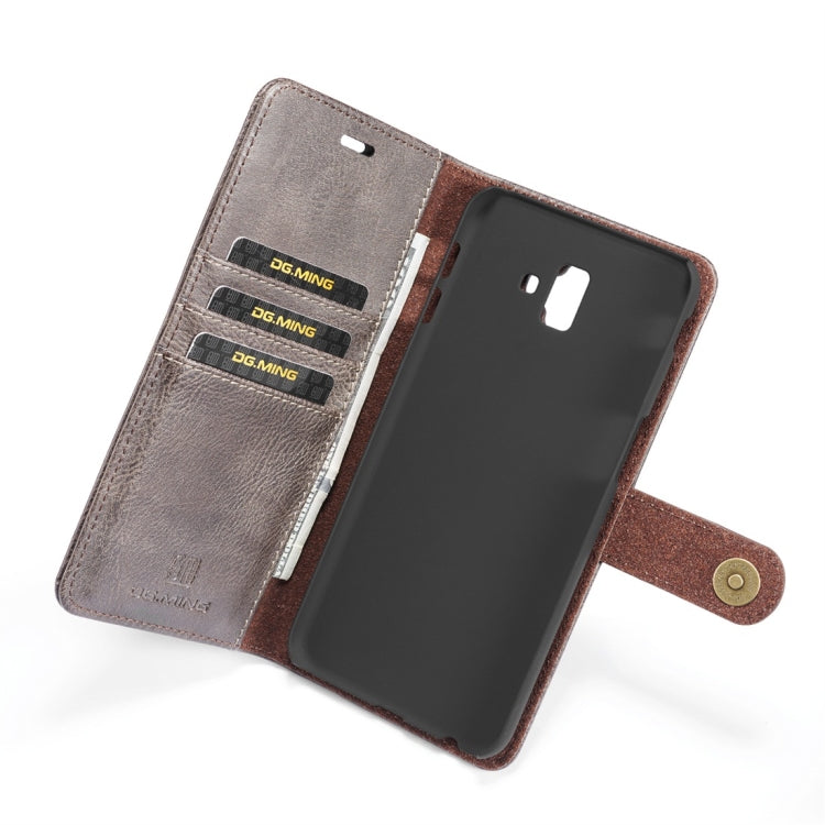 DG.MING Crazy Horse Texture Flip Detachable Magnetic Leather Case for Galaxy J6 Plus, with Holder & Card Slots & Wallet