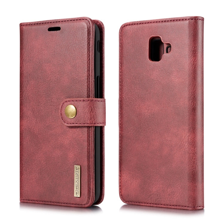 DG.MING Crazy Horse Texture Flip Detachable Magnetic Leather Case for Galaxy J6 Plus, with Holder & Card Slots & Wallet