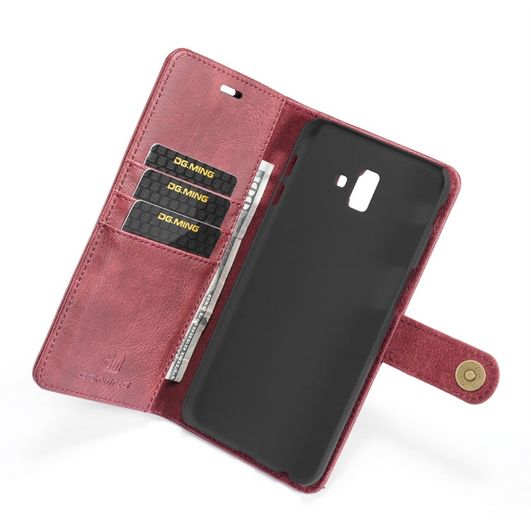 DG.MING Crazy Horse Texture Flip Detachable Magnetic Leather Case for Galaxy J6 Plus, with Holder & Card Slots & Wallet