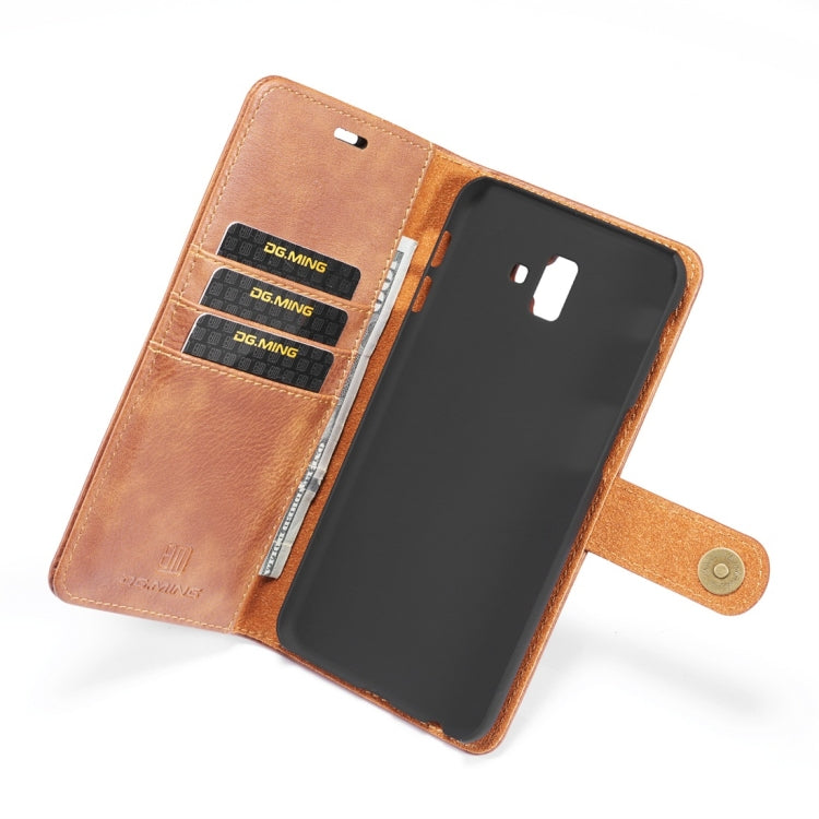 DG.MING Crazy Horse Texture Flip Detachable Magnetic Leather Case for Galaxy J6 Plus, with Holder & Card Slots & Wallet