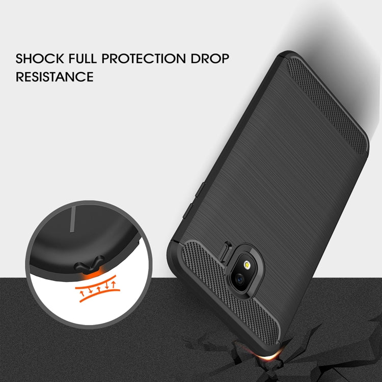 Brushed Texture Carbon Fiber Shockproof TPU Case for Galaxy J4 2018 (EU Version)