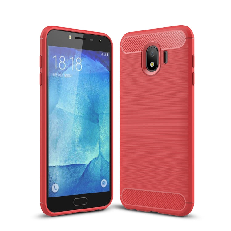 Brushed Texture Carbon Fiber Shockproof TPU Case for Galaxy J4 2018 (EU Version)