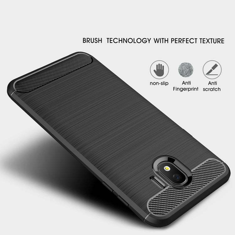 Brushed Texture Carbon Fiber Shockproof TPU Case for Galaxy J4 2018 (EU Version)