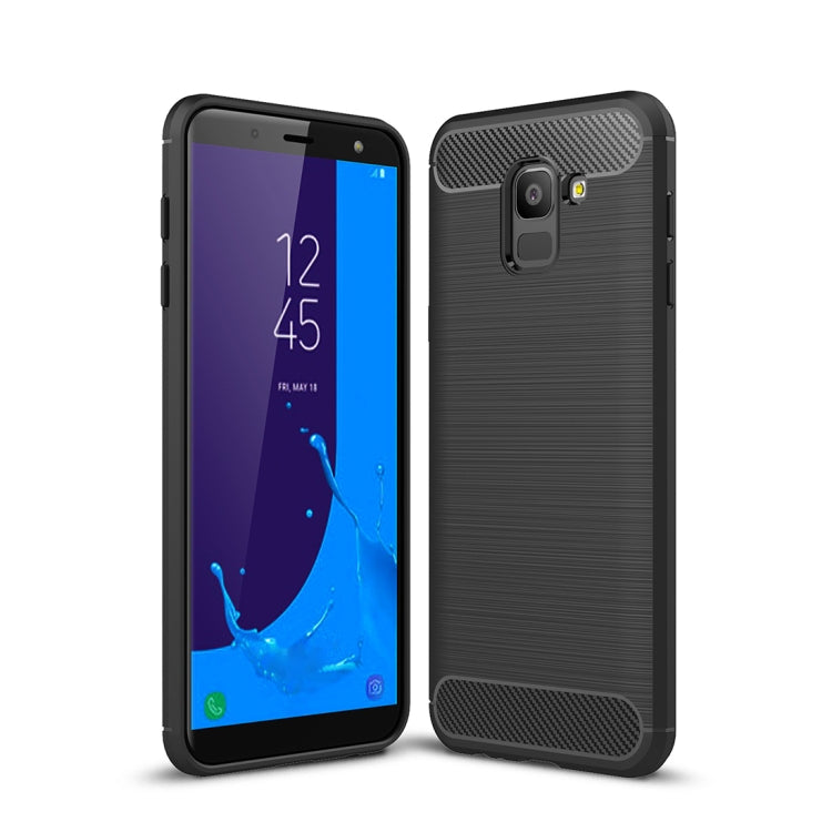 Brushed Texture Carbon Fiber Shockproof TPU Case for Galaxy J6 2018 (EU Version)