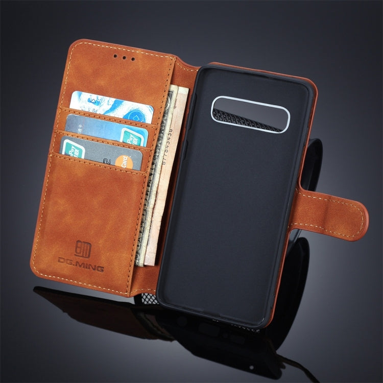 DG.MING Retro Oil Side Horizontal Flip Case for Galaxy S10 Plus, with Holder & Card Slots & Wallet