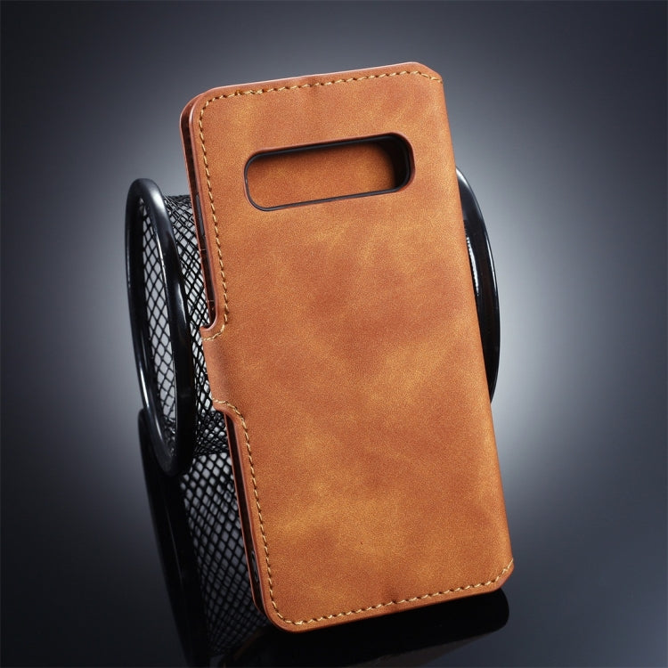 DG.MING Retro Oil Side Horizontal Flip Case for Galaxy S10 Plus, with Holder & Card Slots & Wallet