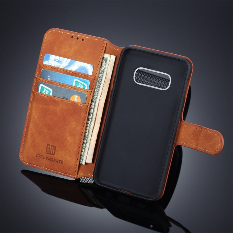 DG.MING Retro Oil Side Horizontal Flip Case for Galaxy S10 E, with Holder & Card Slots & Wallet